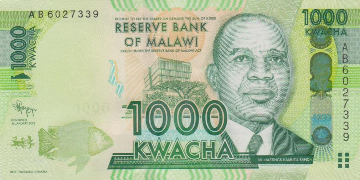 Front of Malawi p62a: 1000 Kwacha from 2012