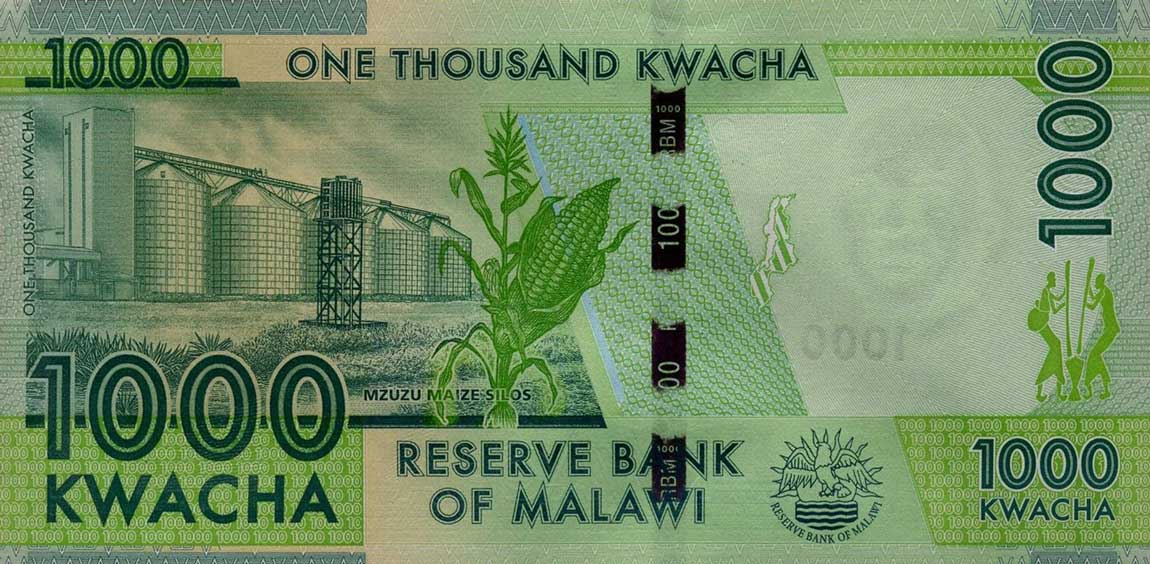 Back of Malawi p62b: 1000 Kwacha from 2013