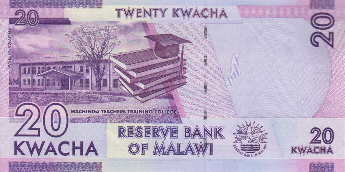 Back of Malawi p63b: 20 Kwacha from 2015