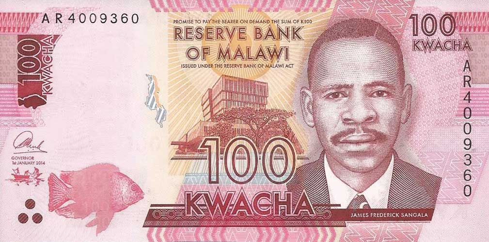 Front of Malawi p65a: 100 Kwacha from 2014