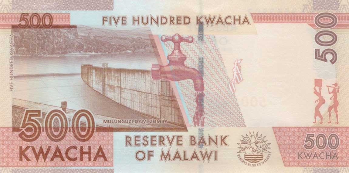 Back of Malawi p66a: 500 Kwacha from 2014
