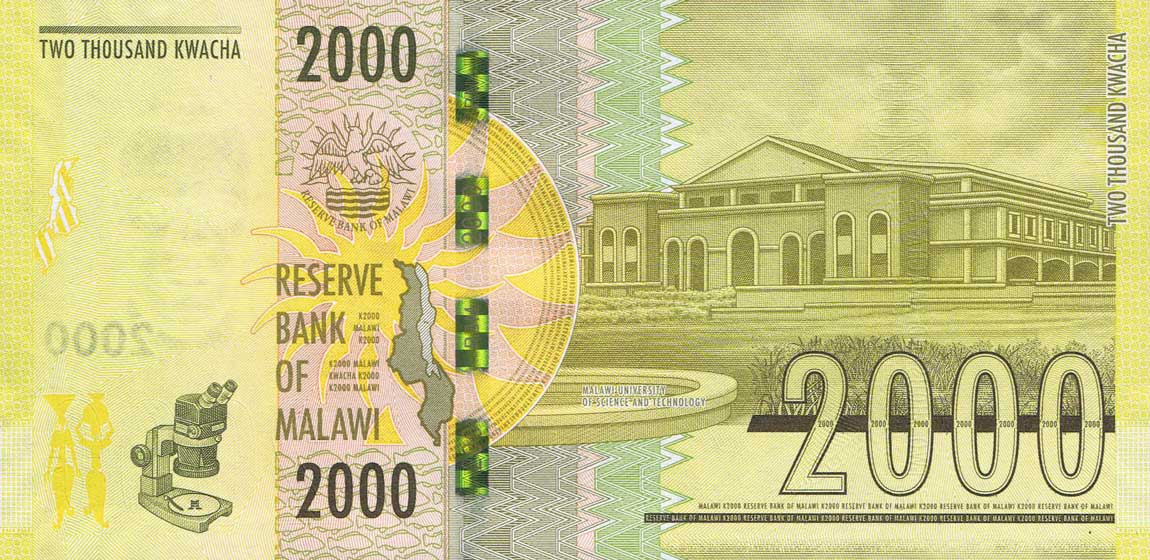 Back of Malawi p69b: 2000 Kwacha from 2018