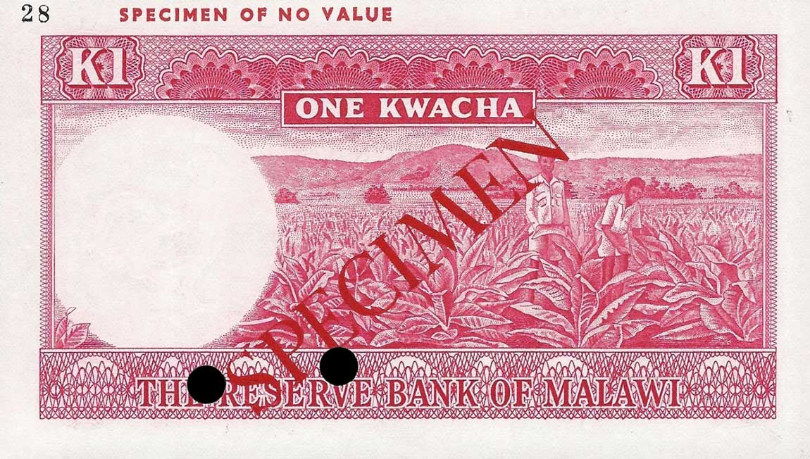 Back of Malawi p6ct: 1 Kwacha from 1971