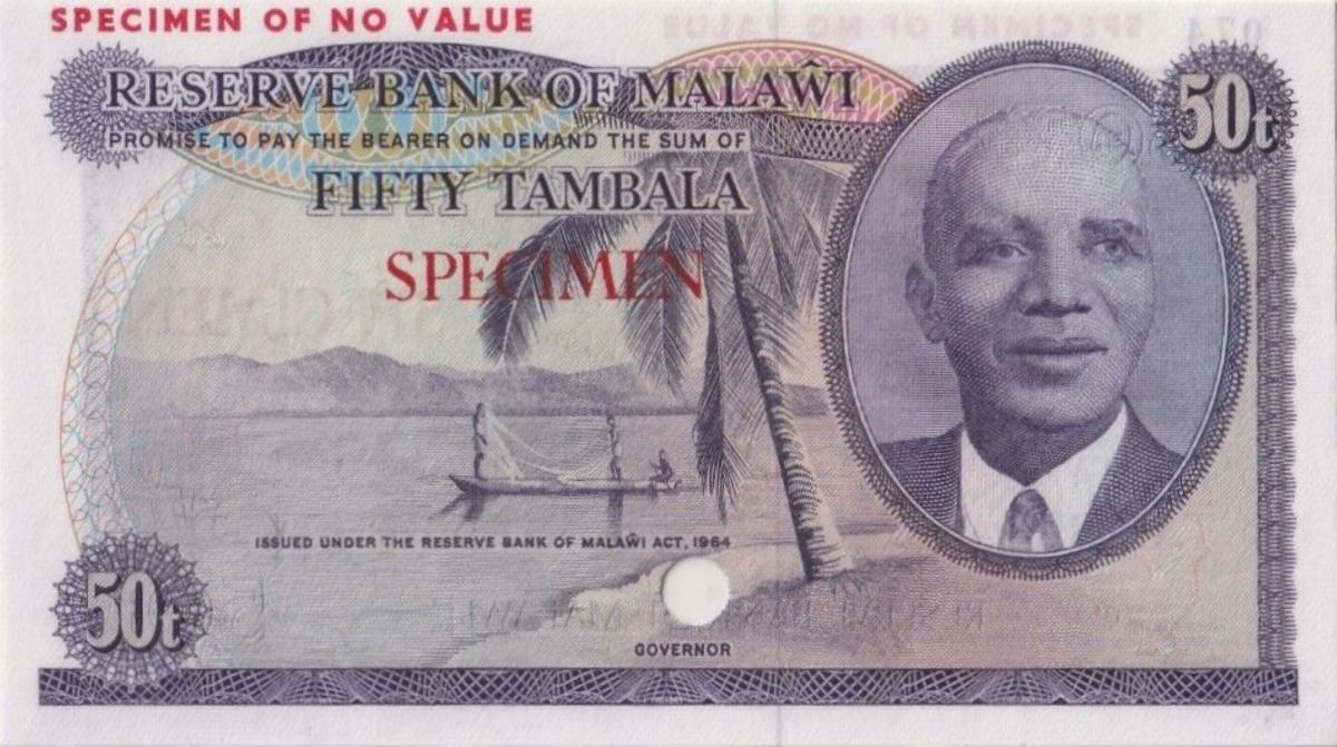 Front of Malawi p9ct: 50 Tambala from 1973