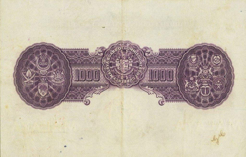 Back of Malaya p16: 1000 Dollars from 1942