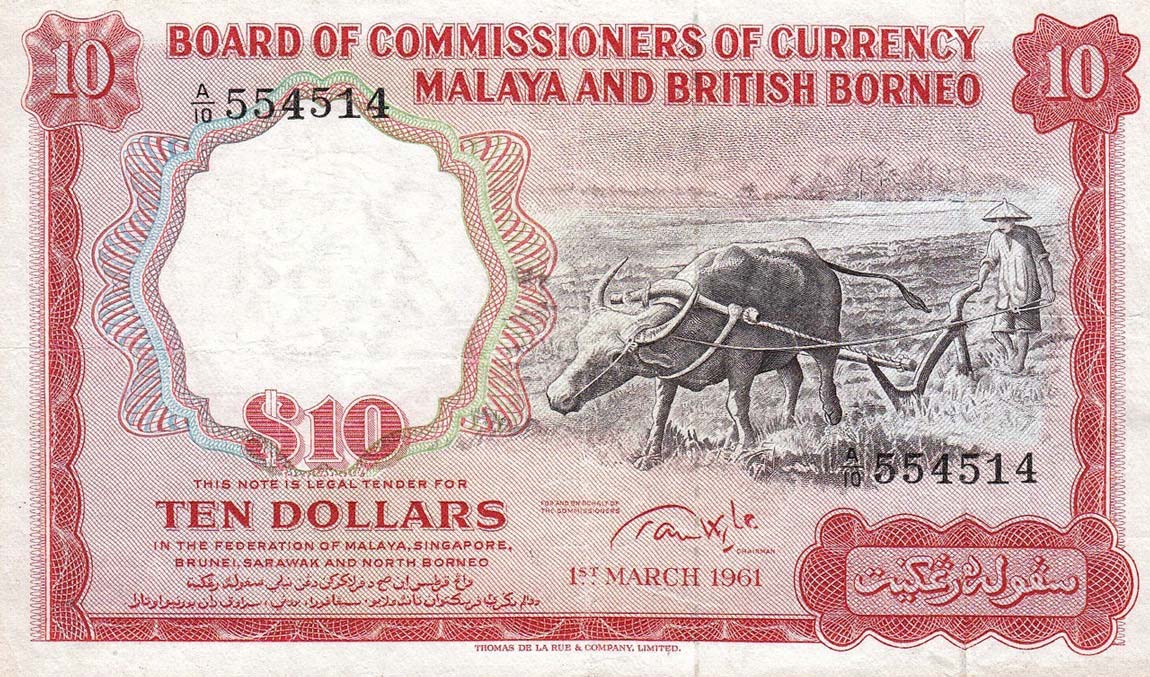Front of Malaya and British Borneo p9a: 10 Dollars from 1961