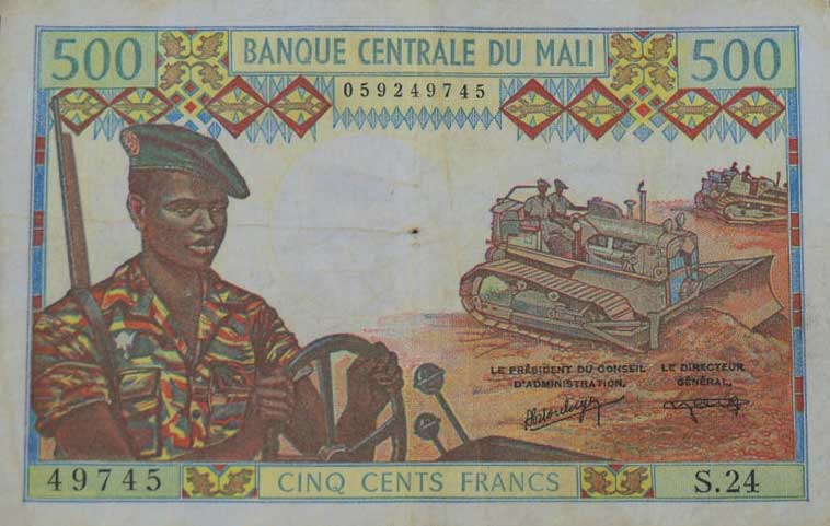 Front of Mali p12f: 500 Francs from 1973