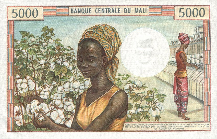 Back of Mali p14a: 5000 Francs from 1972