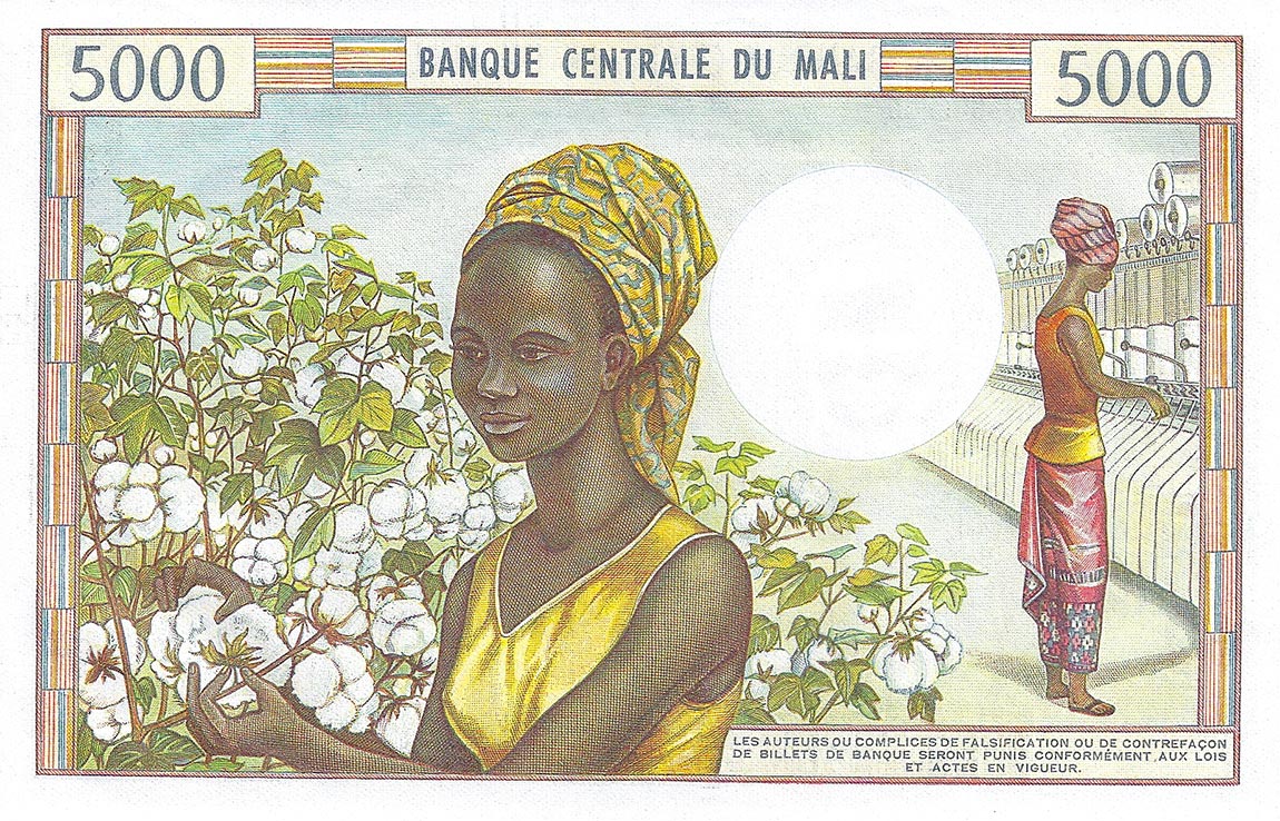 Back of Mali p14e: 5000 Francs from 1972