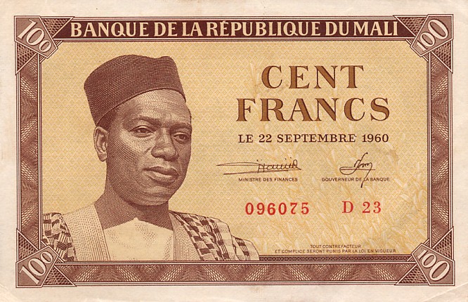 Front of Mali p2: 100 Francs from 1960