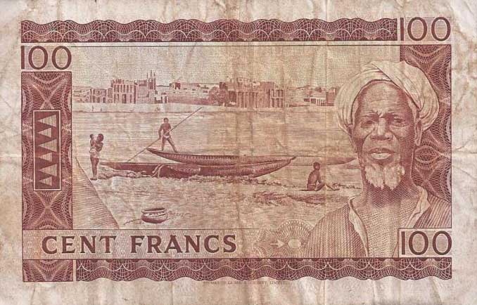 Back of Mali p7a: 100 Francs from 1960