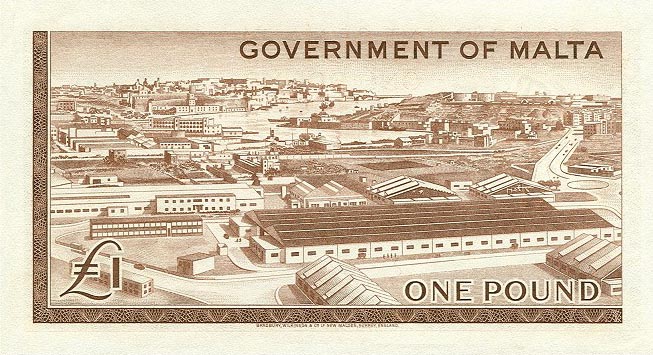 Back of Malta p26a: 1 Pound from 1949