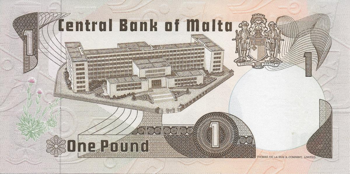 Back of Malta p34a: 1 Lira from 1979