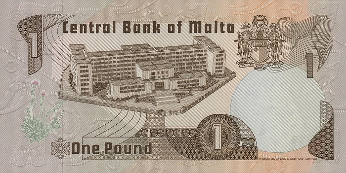 Back of Malta p34b: 1 Lira from 1979