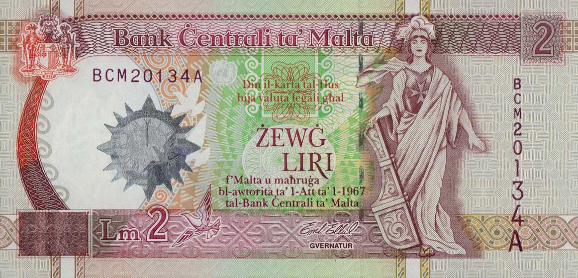Front of Malta p49: 2 Lira from 2000