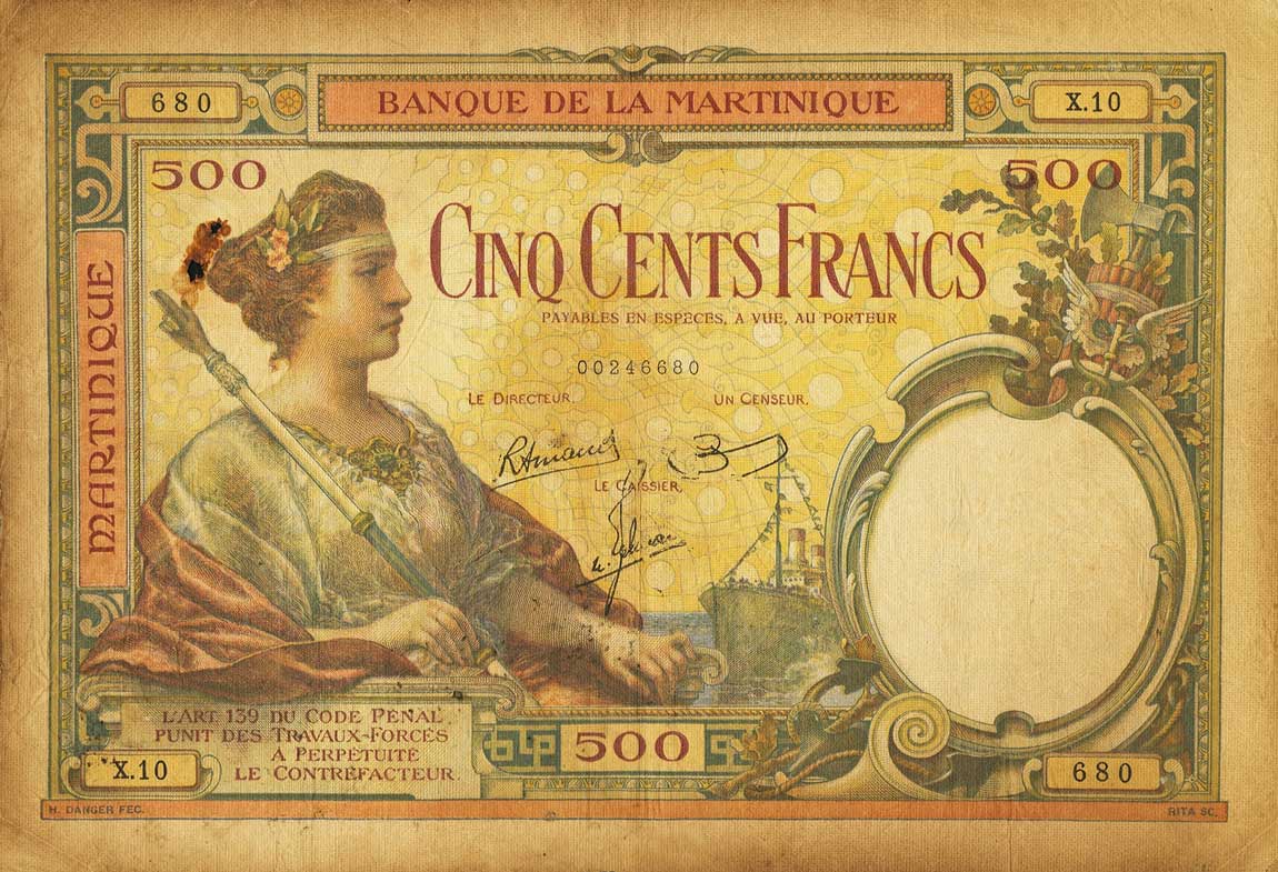 Front of Martinique p14: 500 Francs from 1932