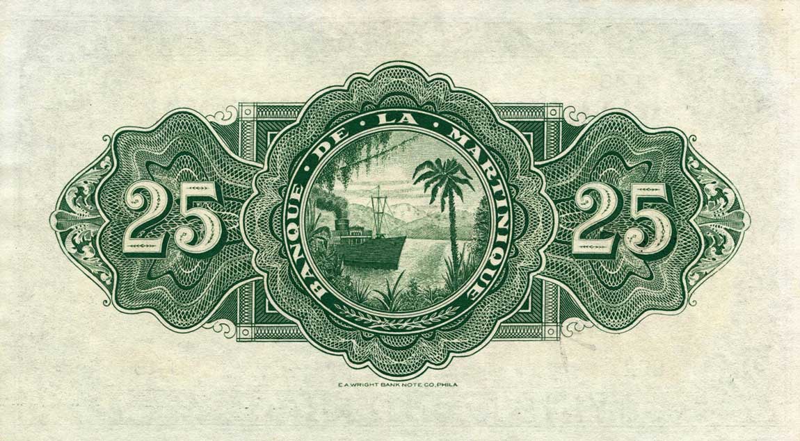 Back of Martinique p17a: 25 Francs from 1943