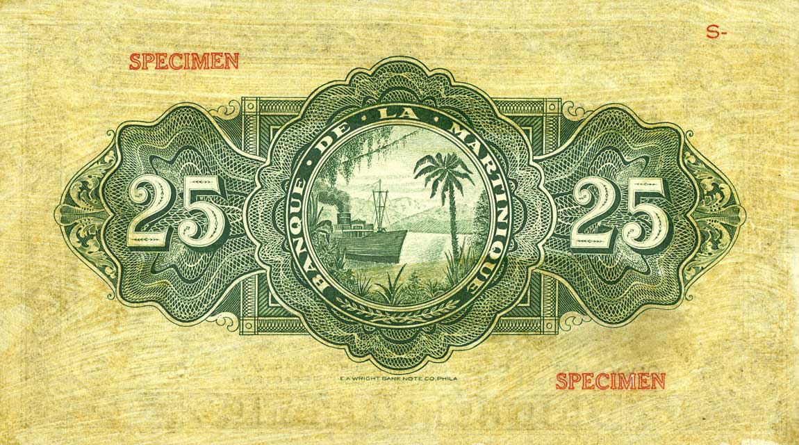 Back of Martinique p17s: 25 Francs from 1943