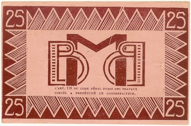Back of Martinique p18: 25 Francs from 1942