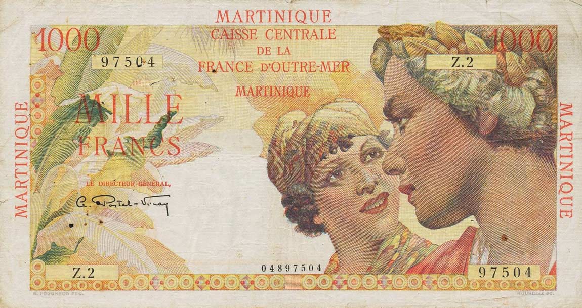 Front of Martinique p33a: 1000 Francs from 1947