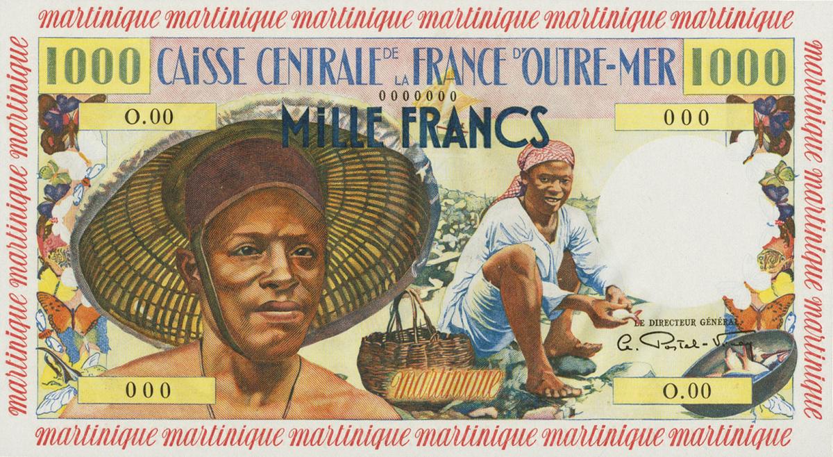 Front of Martinique p35: 1000 Francs from 1960