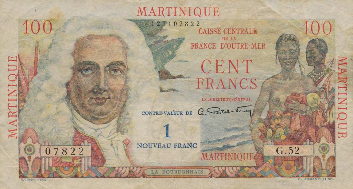 Front of Martinique p37: 1 Nouveaux Franc from 1960