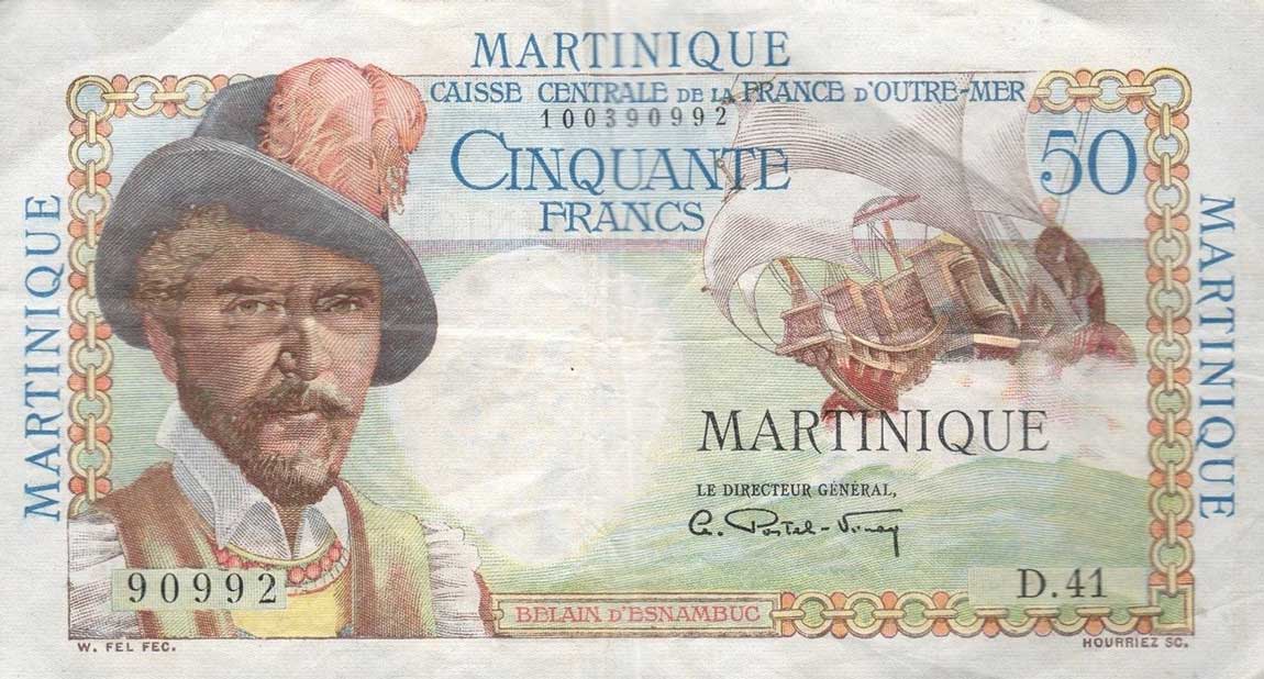 Front of Martinique p41: 50 Nouveaux Francs from 1960