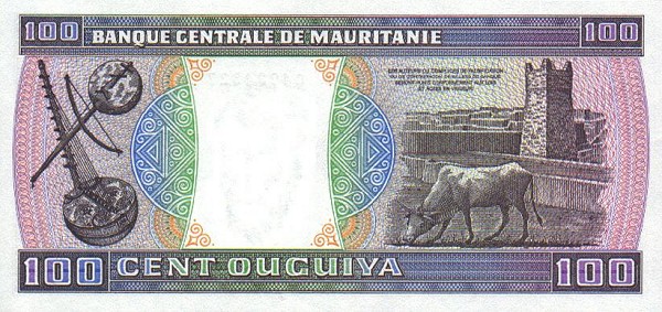 Back of Mauritania p4a: 100 Ouguiya from 1974