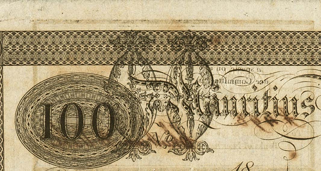 Back of Mauritius p1F: 1 Dollar from 1842