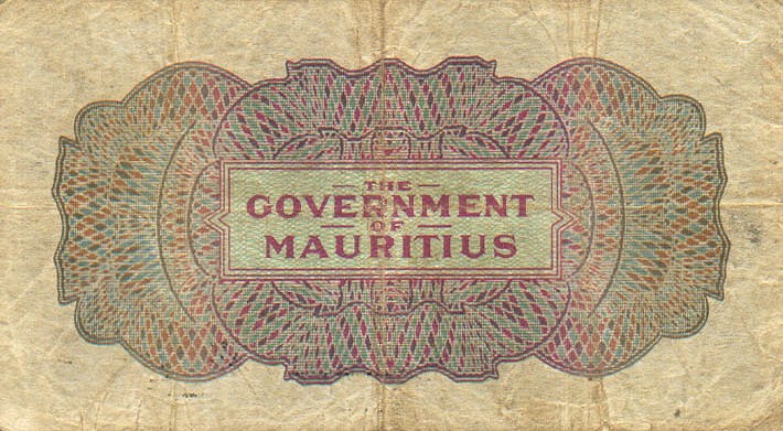 Back of Mauritius p26a: 1 Rupee from 1940