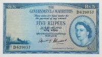 Gallery image for Mauritius p27a: 5 Rupees from 1954