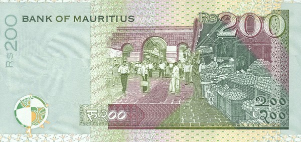 Back of Mauritius p52a: 200 Rupees from 1999