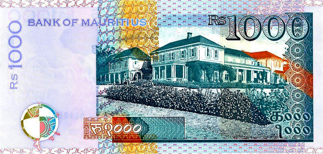 Back of Mauritius p63a: 1000 Rupees from 2010