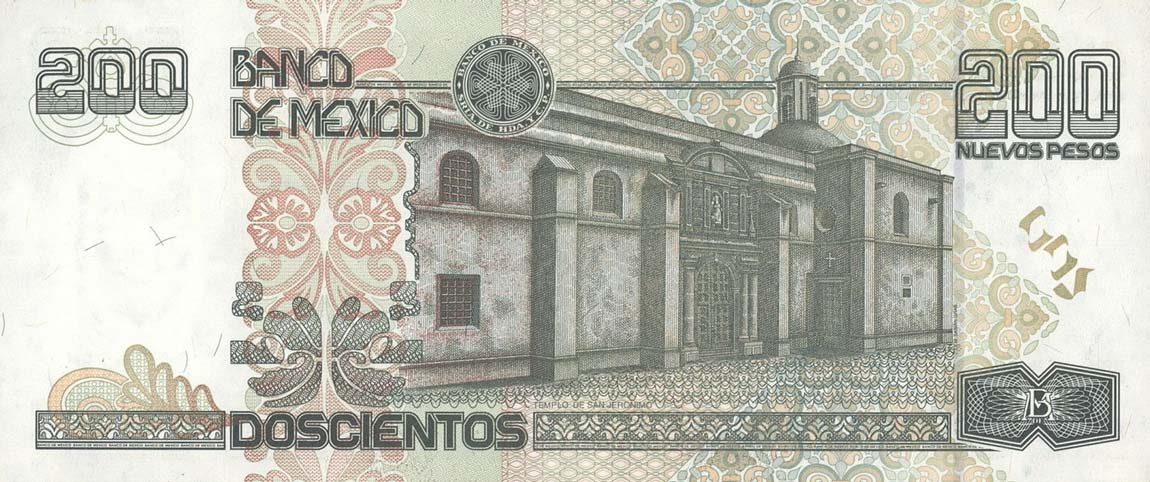 Back of Mexico p103: 200 Nuevos Pesos from 1992