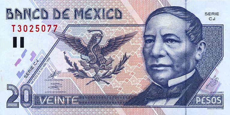 Front of Mexico p106c: 20 Pesos from 1998