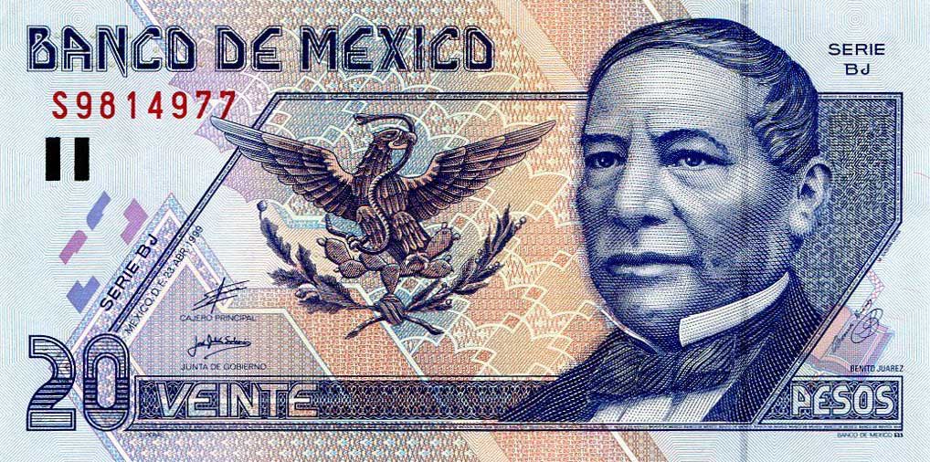 Front of Mexico p106d: 20 Pesos from 1999