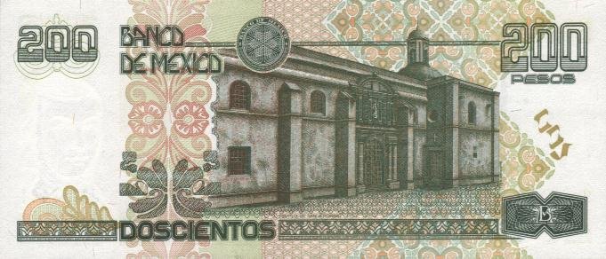 Back of Mexico p109a: 200 Pesos from 1995