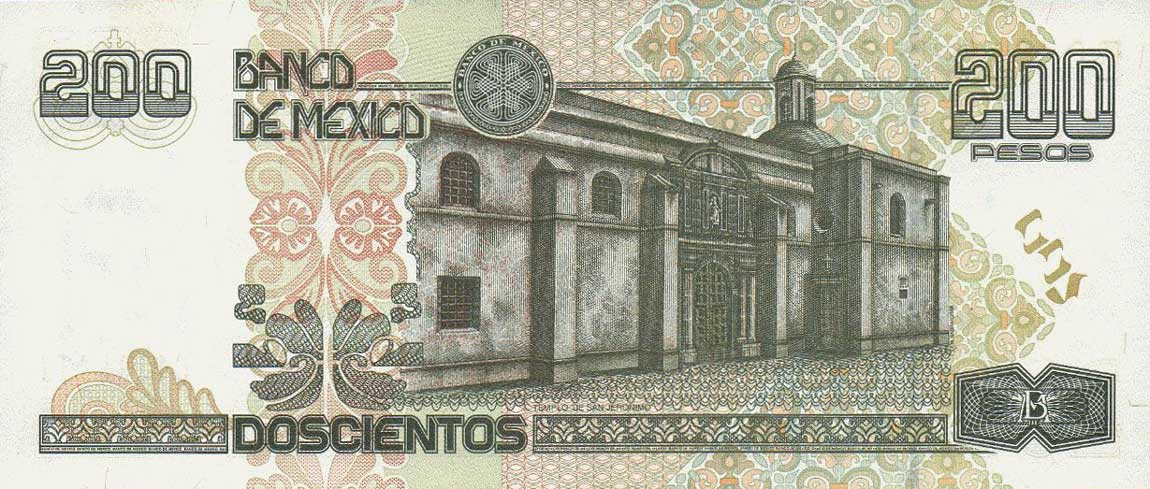 Back of Mexico p109b: 200 Pesos from 1996