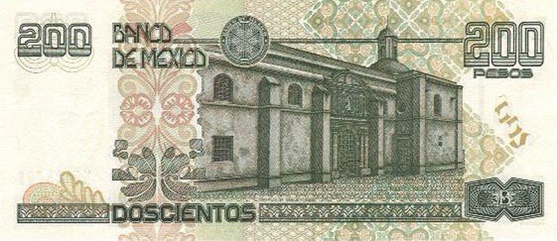 Back of Mexico p109d: 200 Pesos from 1999