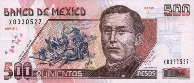 Front of Mexico p110c: 500 Pesos from 1998