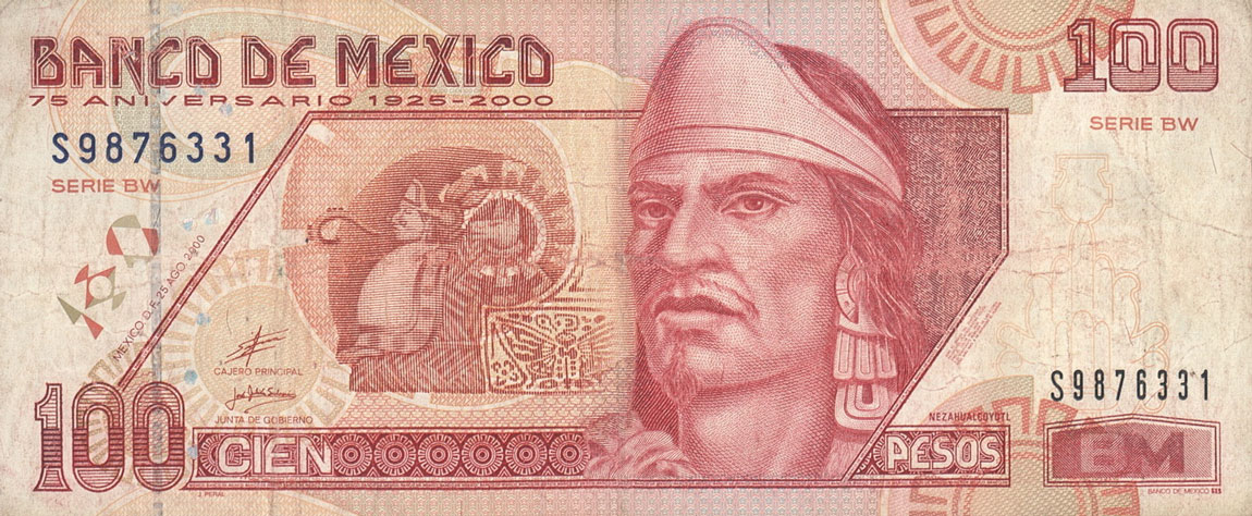 Front of Mexico p113: 100 Pesos from 2000