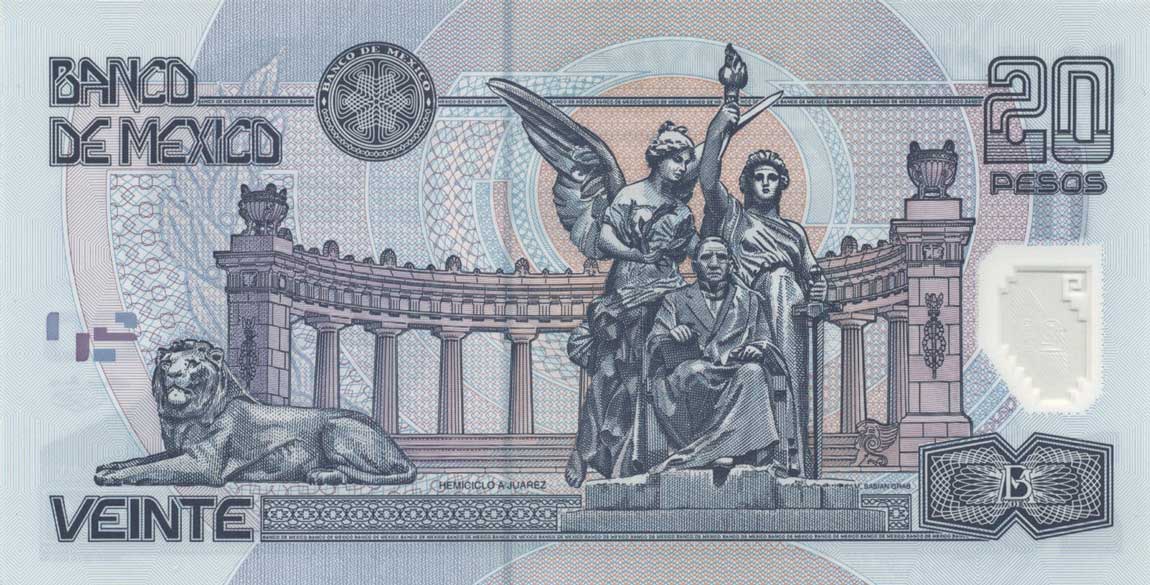 Back of Mexico p116e: 20 Pesos from 2005