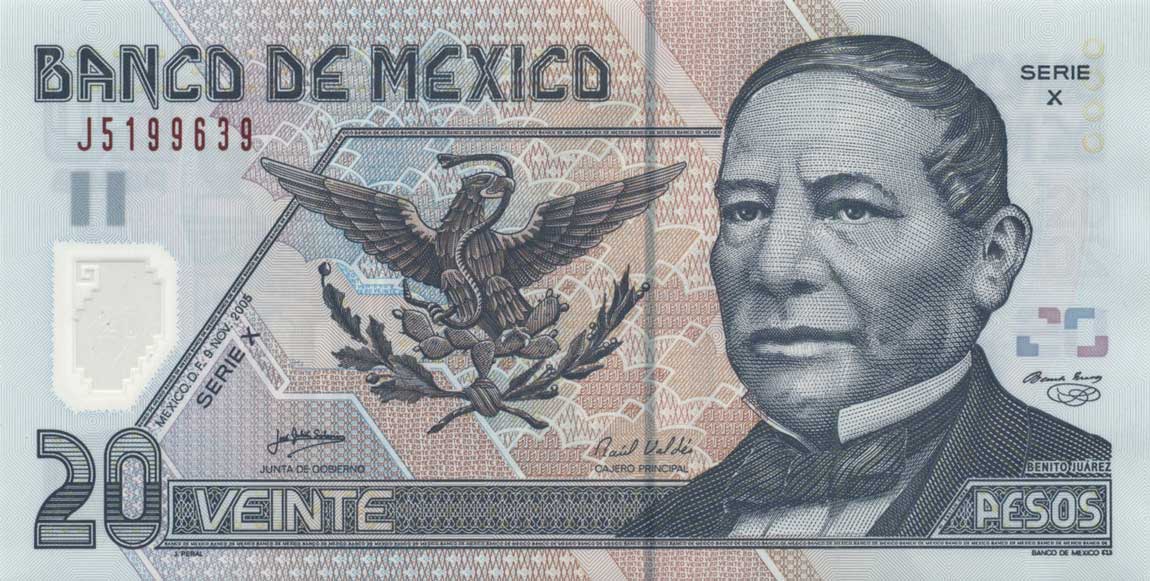 Front of Mexico p116e: 20 Pesos from 2005