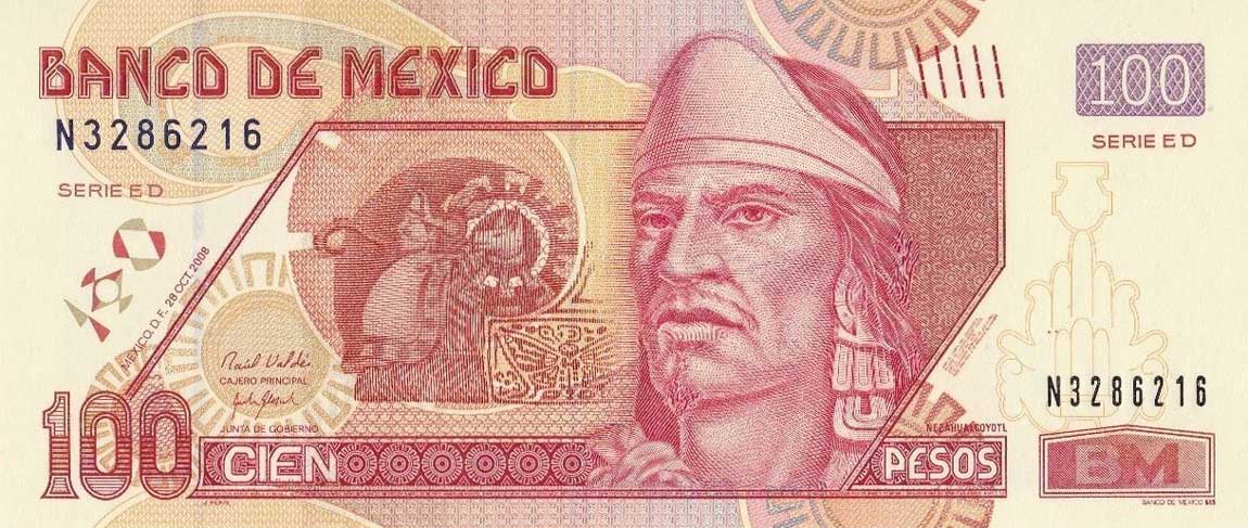 Front of Mexico p118k: 100 Pesos from 2008