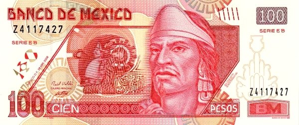 Front of Mexico p118m: 100 Pesos from 2008