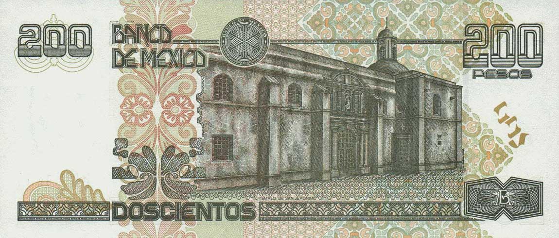 Back of Mexico p119c: 200 Pesos from 2004