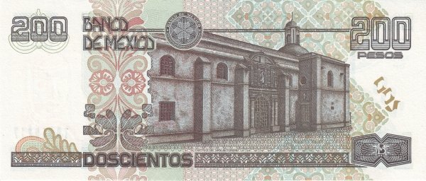 Back of Mexico p119d: 200 Pesos from 2006