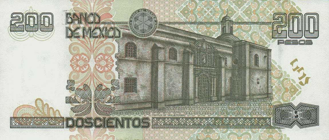 Back of Mexico p119e: 200 Pesos from 2006