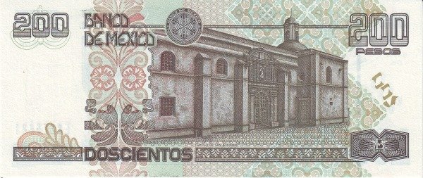 Back of Mexico p119f: 200 Pesos from 2007