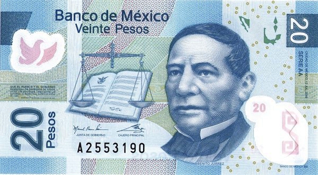 Front of Mexico p122aa: 20 Pesos from 2016